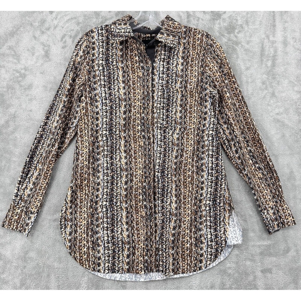 Lysse Shirt Womens XS Schiffer Animal Print Button Down Stretch Office Career